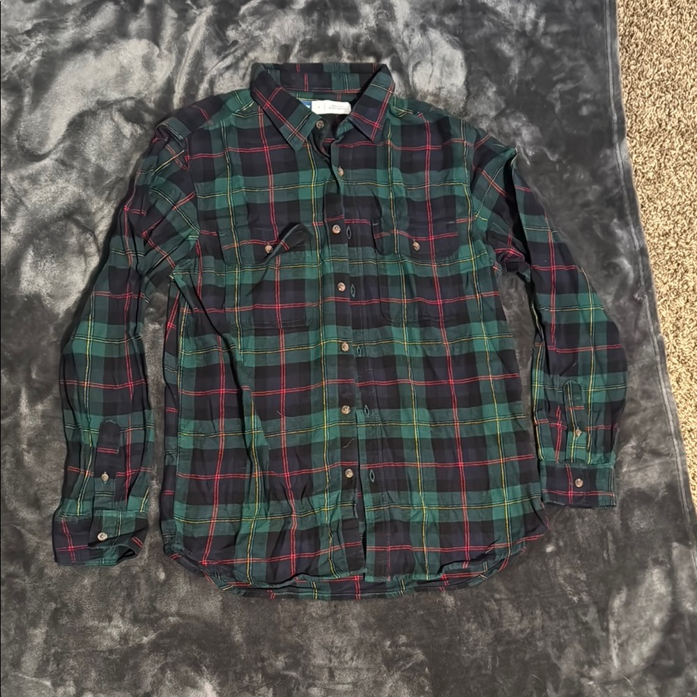 Plaid Men's Shirt - Green and Red